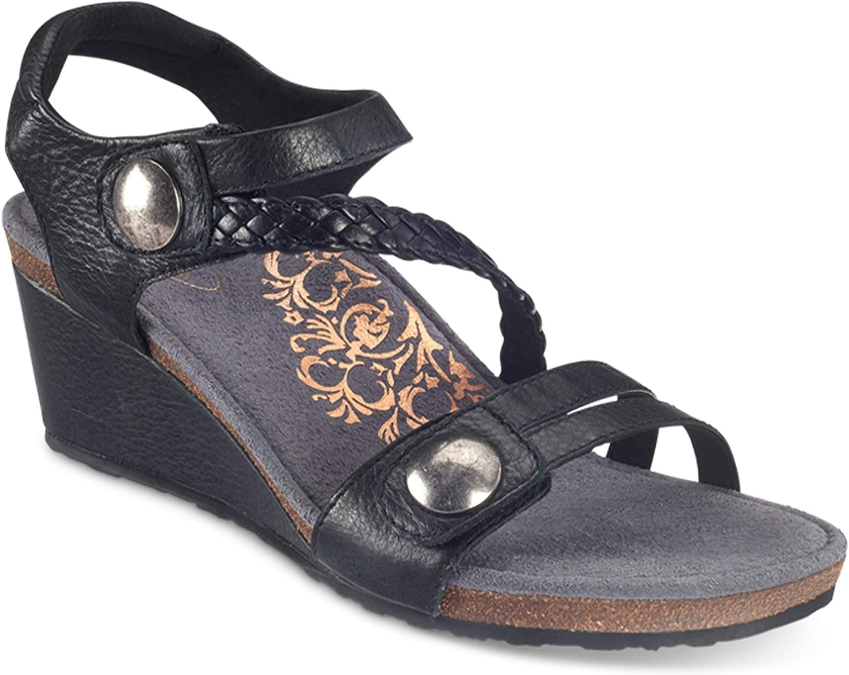 Aetrex Women's NAYA Braid QTR STRP WDG SNDL