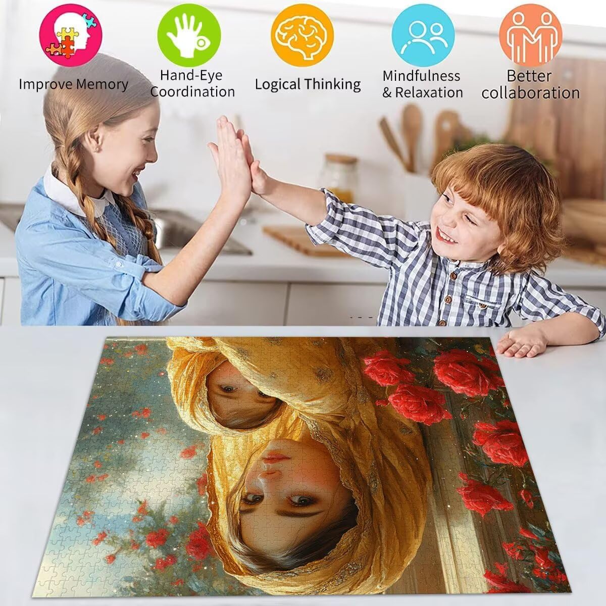 Puzzle Erwachsene 2000 Teile Frau Blume Educa Jigsaw für Kinder ab 8 Jahren Mädchen Jungen, Erwachsene Impossible Klassische Puzzles Schwer, Anspruchsvoll Spielspaß, Als Familienspiel 70x99cm t-814