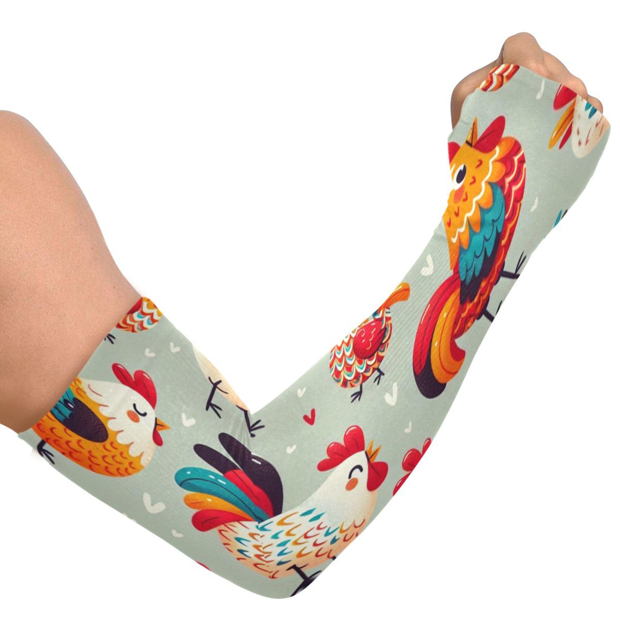 PYBUG Rooster Cooling Arm Sleeves Men Women Breathable with Thumb Hole Sun Protection for Gardens,Gardening,Farms,Driving,Cycling