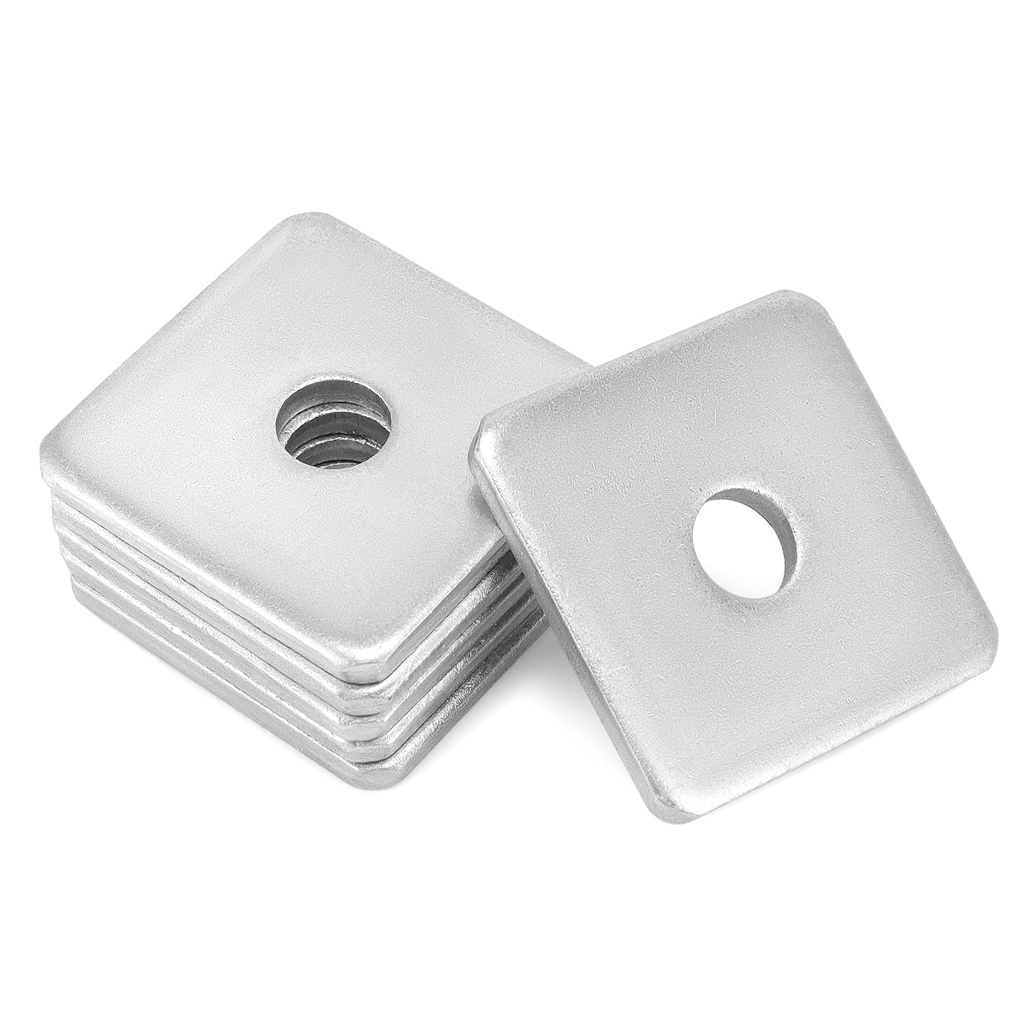 QWORK Confezione da 50 rondelle quadrate zincate – diametro interno 1/2", diametro esterno 2x2, spessore 3/16", fissaggio piastra anti-allentamento per edilizia e attrezzature industriali