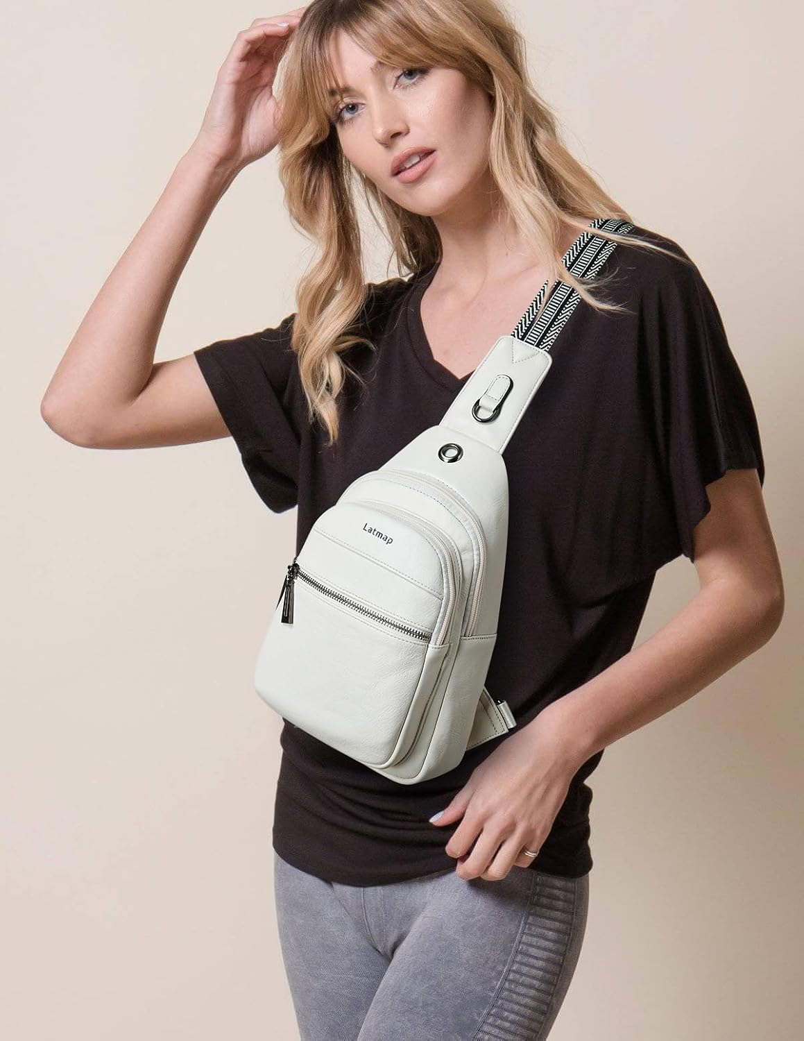 Sling Bag For Women Faux Leather Small Casual Daypack Backpack Fanny Pack Crossbody Chest Bags Purse - Image 3