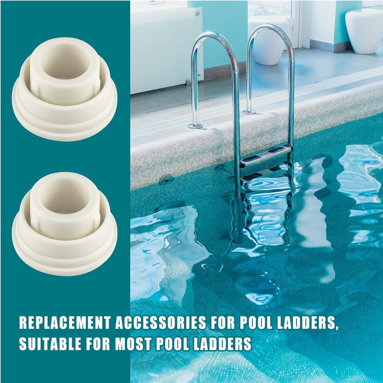 Tope de Seguridad para Escalera de Piscina,2 Piezas Suministros para Piscinas Parachoques de Escalera Blancos para Escaleras de Piscina Tapón de Goma para escaleras de Piscina