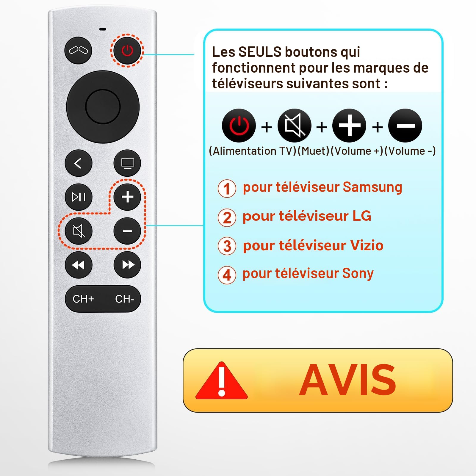 Telecommande-pour-Apple-4K-TV-Remote, Télécommande pour Apple TV 4K/HD (NO Voice & Siri)