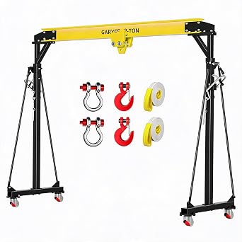 Portable Adjustable Gantry Crane, 2 Ton 44004500 lb Shop Hoist Lift - 812 ft Height 97141 in - Manual Trolley - Locking Casters - for Warehouse/Factory/Garage - Black/Yellow | 2-ton