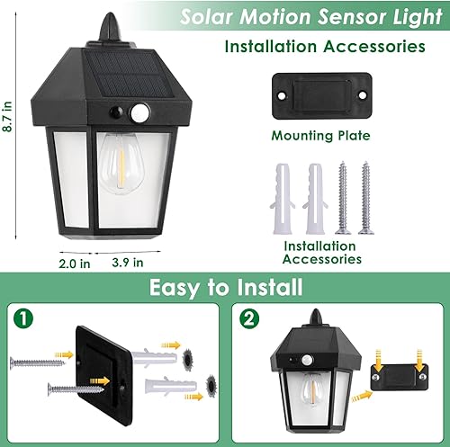 Miniatura 4 de Mancra Luces solares de pared para exteriores con 3 modos, sensor de movimiento del anochecer al amanecer, luces solares impermeables para