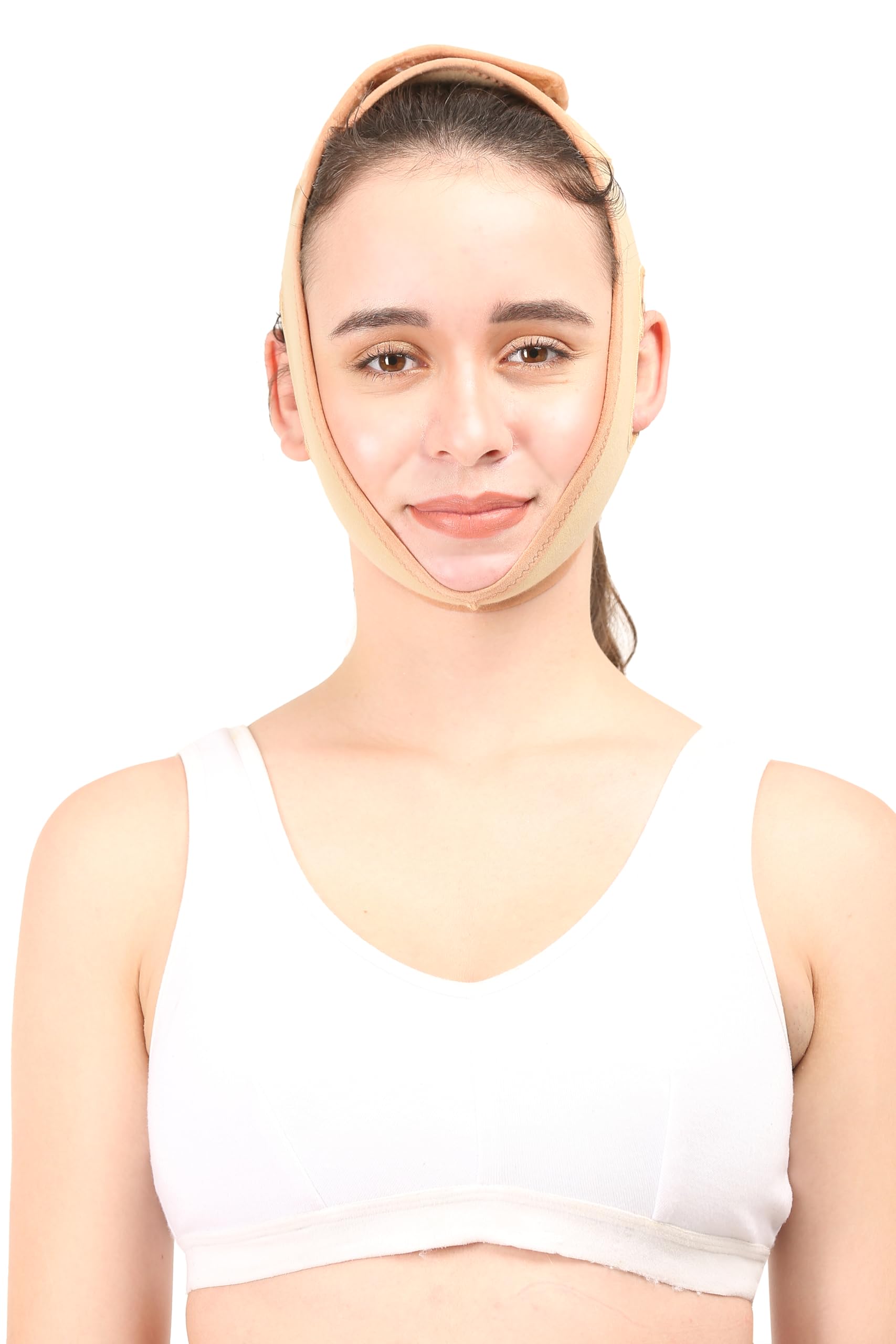Post Liposuction Chin Strap || MODERATE COMPRESSION || COTTON FABRIC || Unisex || Face Shaper || Facial Slimming || Jawline tightening || Post Facial-image-3