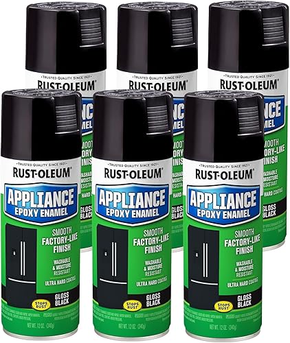Rust-Oleum 7886830-6PK Pintura en aerosol epoxi para electrodomésticos especiales, 12 onzas, negro, paquete de 6