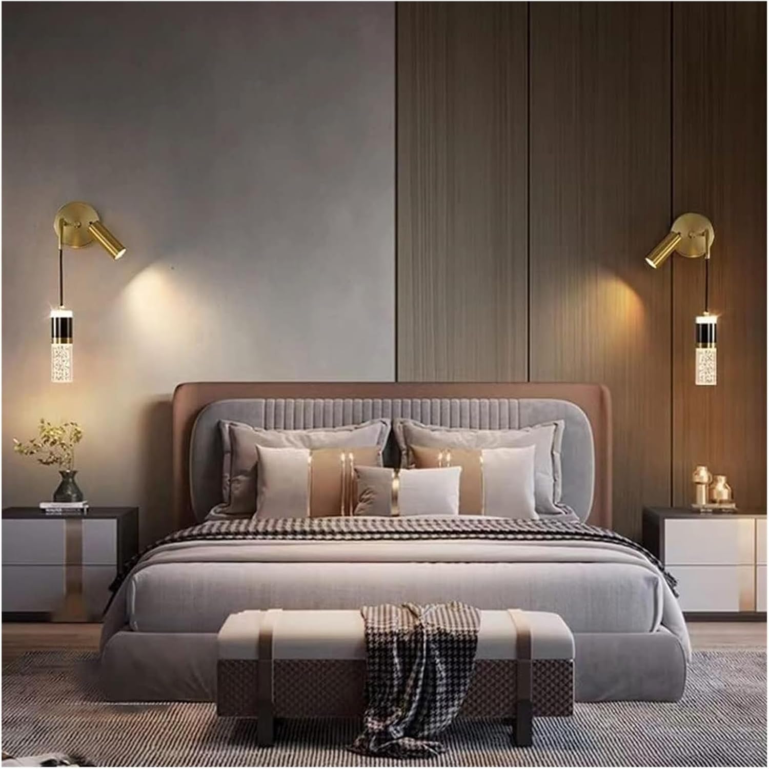 ウォールランプ 2ライトヘッドスポットライト 360&deg;回転可能 調節可能なウォールライト LED ベッドサイドダウンライト 壁取り付