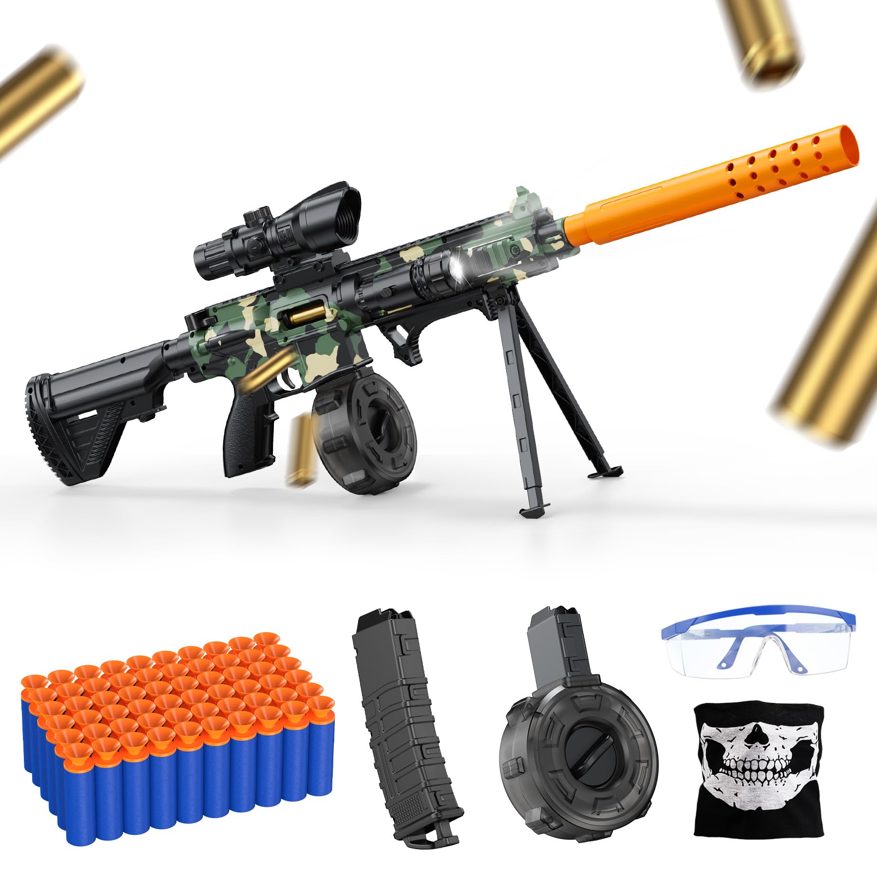 Toy Gun with Soft Bullets Shell Ejecting, Manual Foam Blasters Guns with 60 Bullets, Toy Gun Birthday Gift, Green