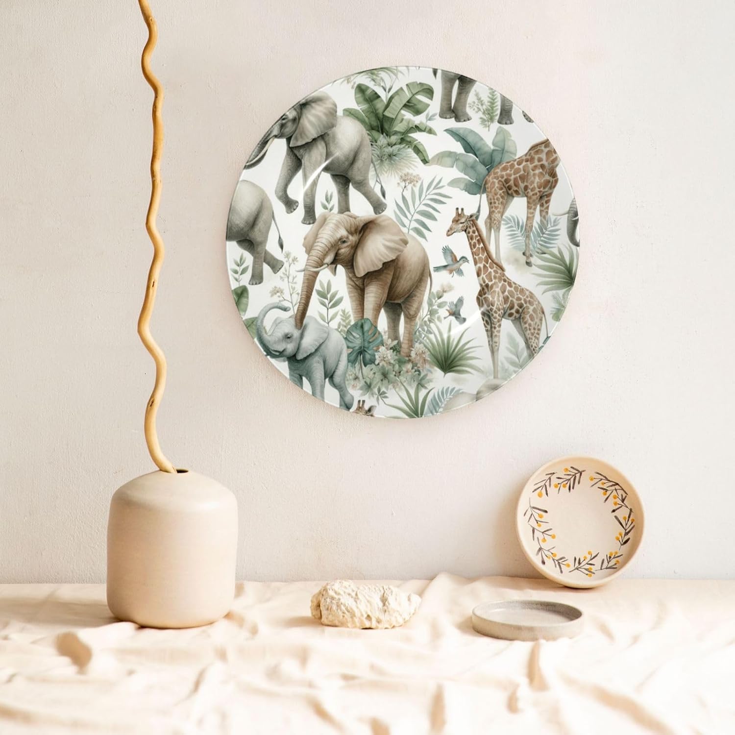 African-Wildlife 10 Inch Decorative Plate With Stand, Elegant Display Wall Plate For Home Decor