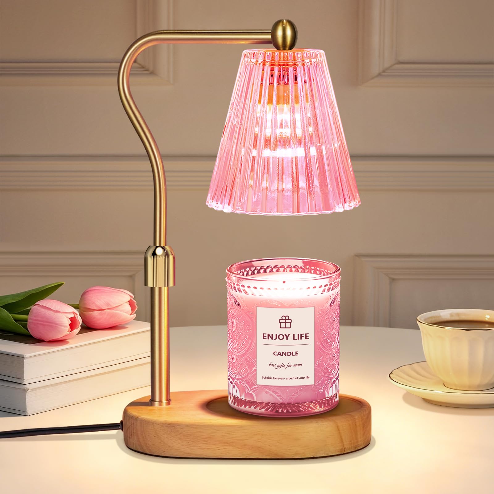 Lámpara calentadora de velas regulable en altura con temporizador para decoración