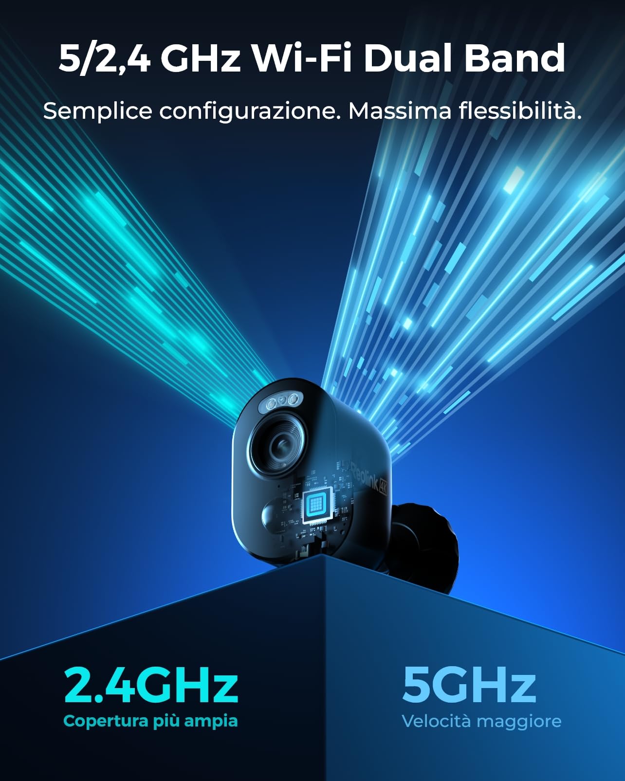 Reolink 4K 8MP Videocamera Sorveglianza Esterno WiFi 2,4/5GHz, Senza Fili | Telecamera WiFi Senza Fili Batteria Solare, Rilevamento Smart, Visione Notturna a Colori, Funziona Alexa, Argus 3 Ultra(Nero)