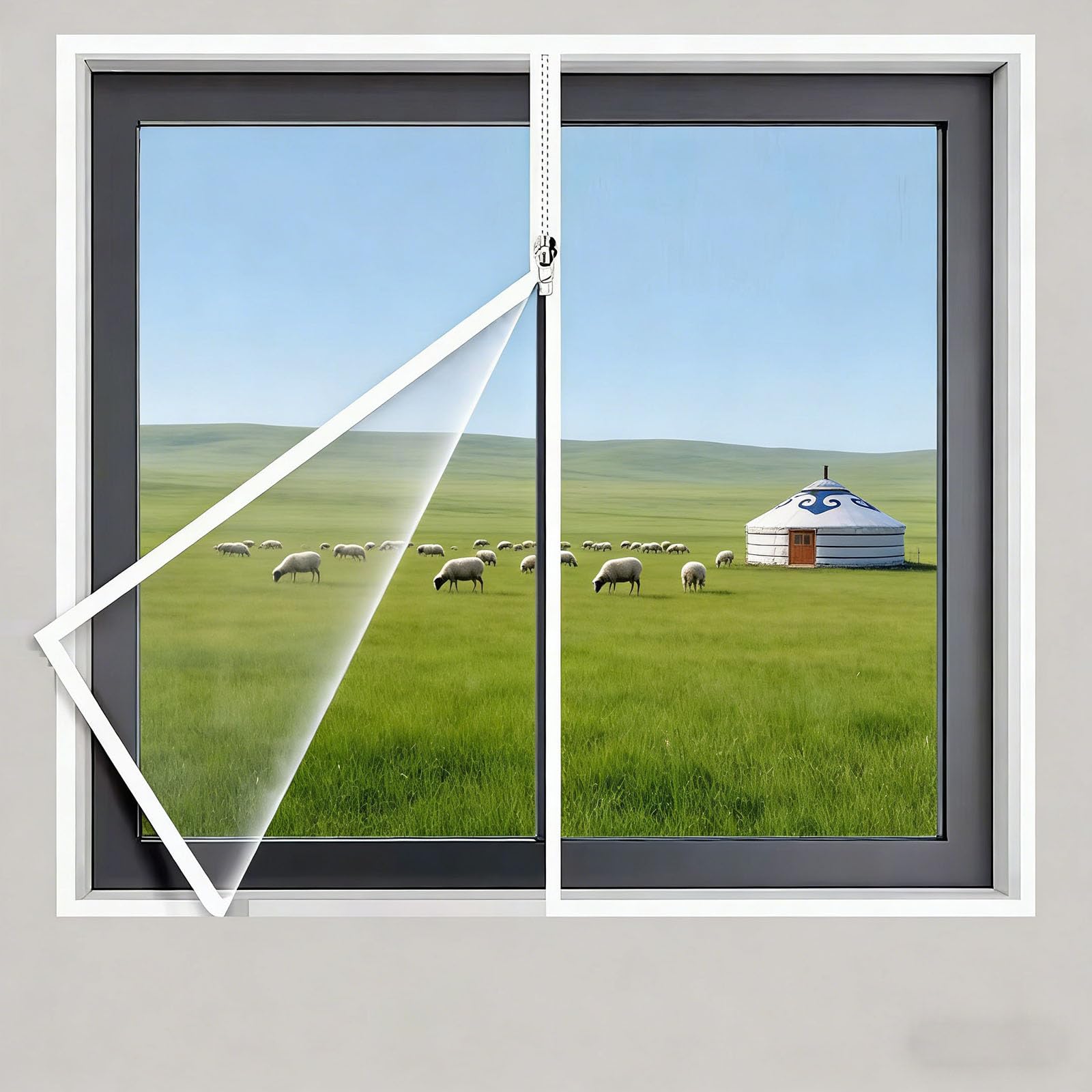 Wärmeschutzvorhang 148 x 160 cm Winddichter Lärmschutz Fenster-Isolierfolie in Verschiedenen Größen für Balkontür Wohnzimmer, Weiß