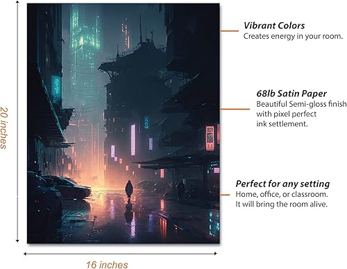 Miniatura 2 de My Vinyl Story Póster impreso de Cyber Punk City para pared, decoración moderna de pared, obras de arte estéticas, impresiones de 16 x 20 pulgadas,