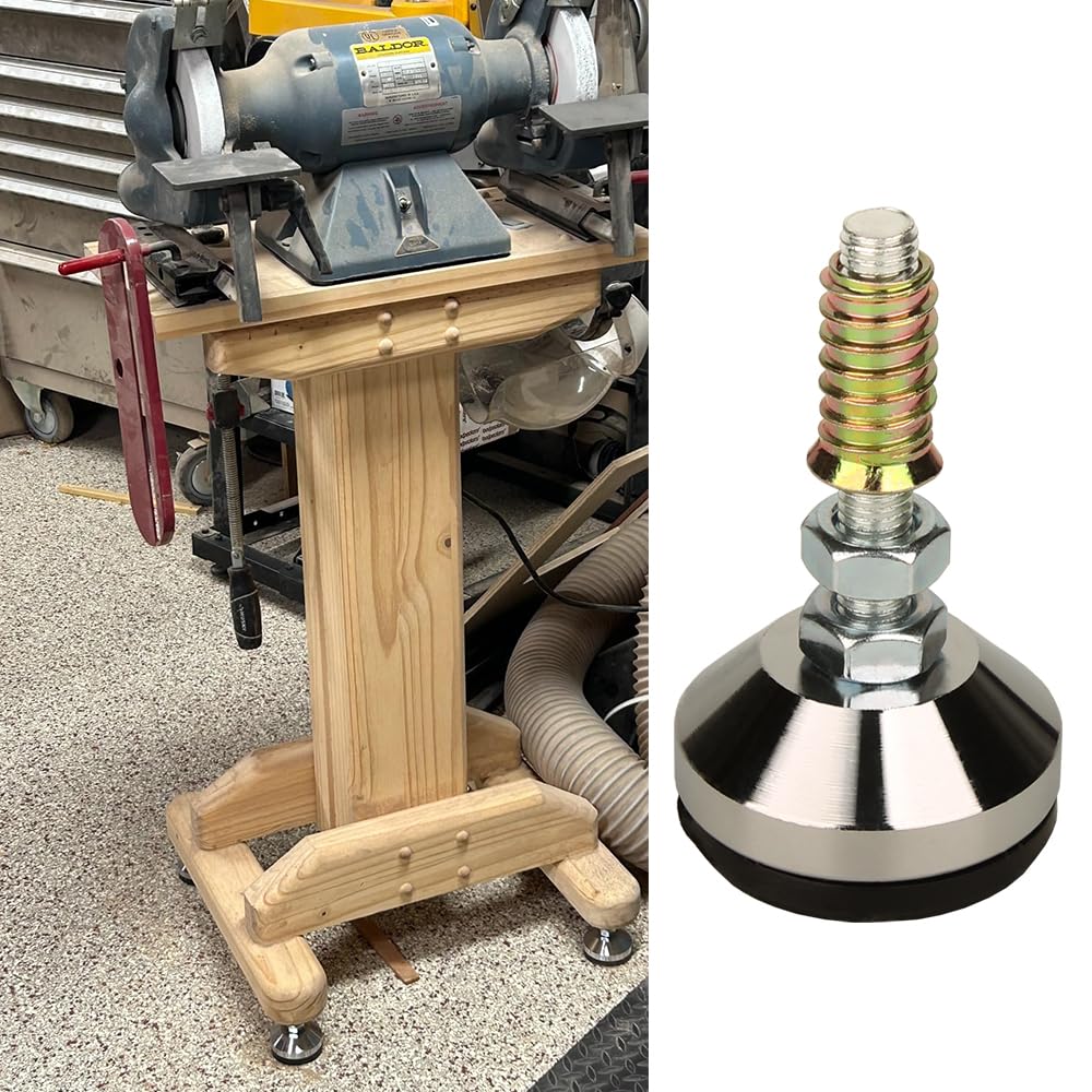 Niveladores de patas para muebles, patas ajustables resistentes, base de 1.97 pulgadas de diámetro, patas de nivelación ajustables, rosca M10, capacidad de 1200 libras, inserciones de