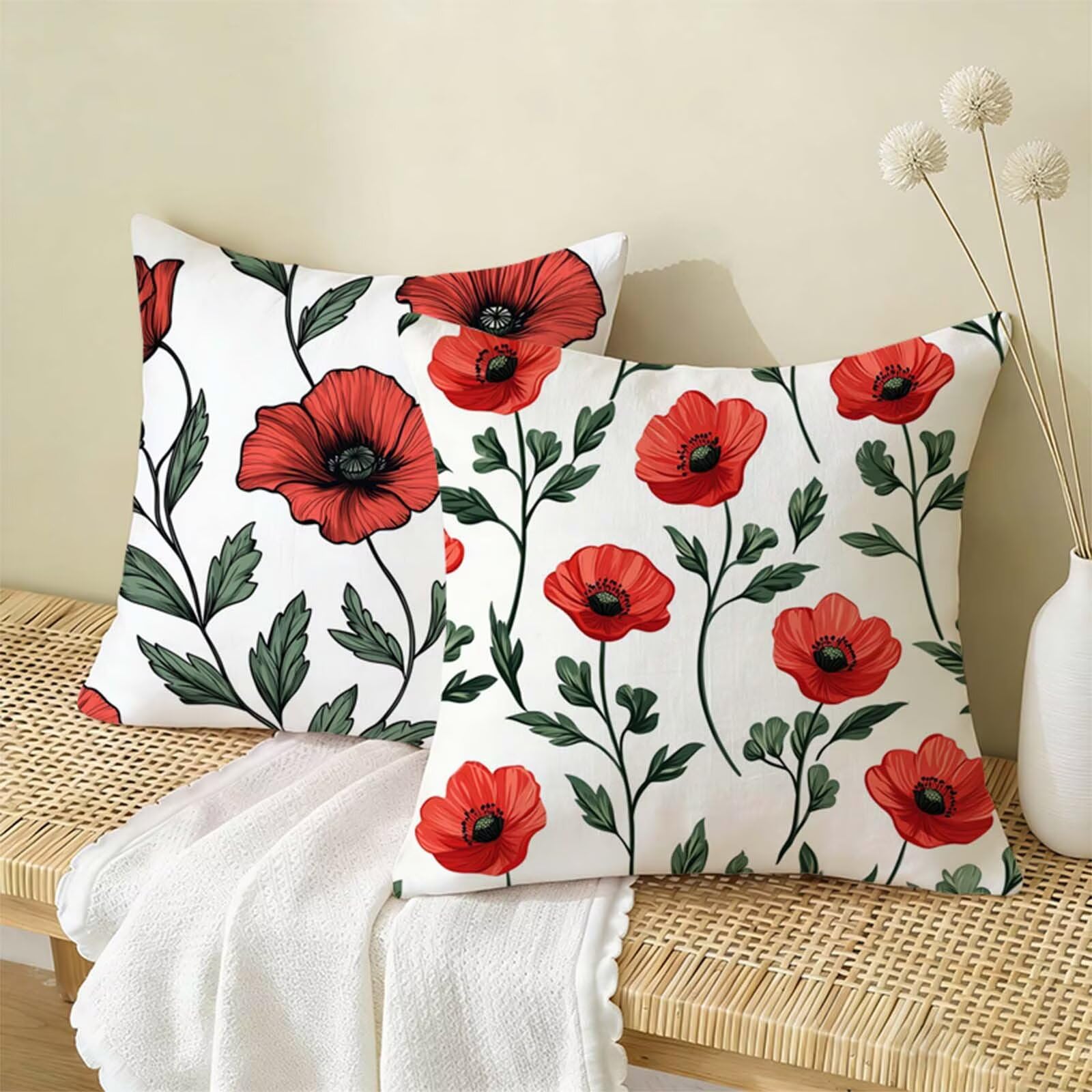 Juego de 2 Funda Cojin 80x80cm Color Sólido,Cuadrada Impermeable Fundas Cojines Rural Lino Impresión a Doble Cara con Cremallera Oculta,Apto Todas las Estaciones Funda Almohada para Sofá o Salón X-321