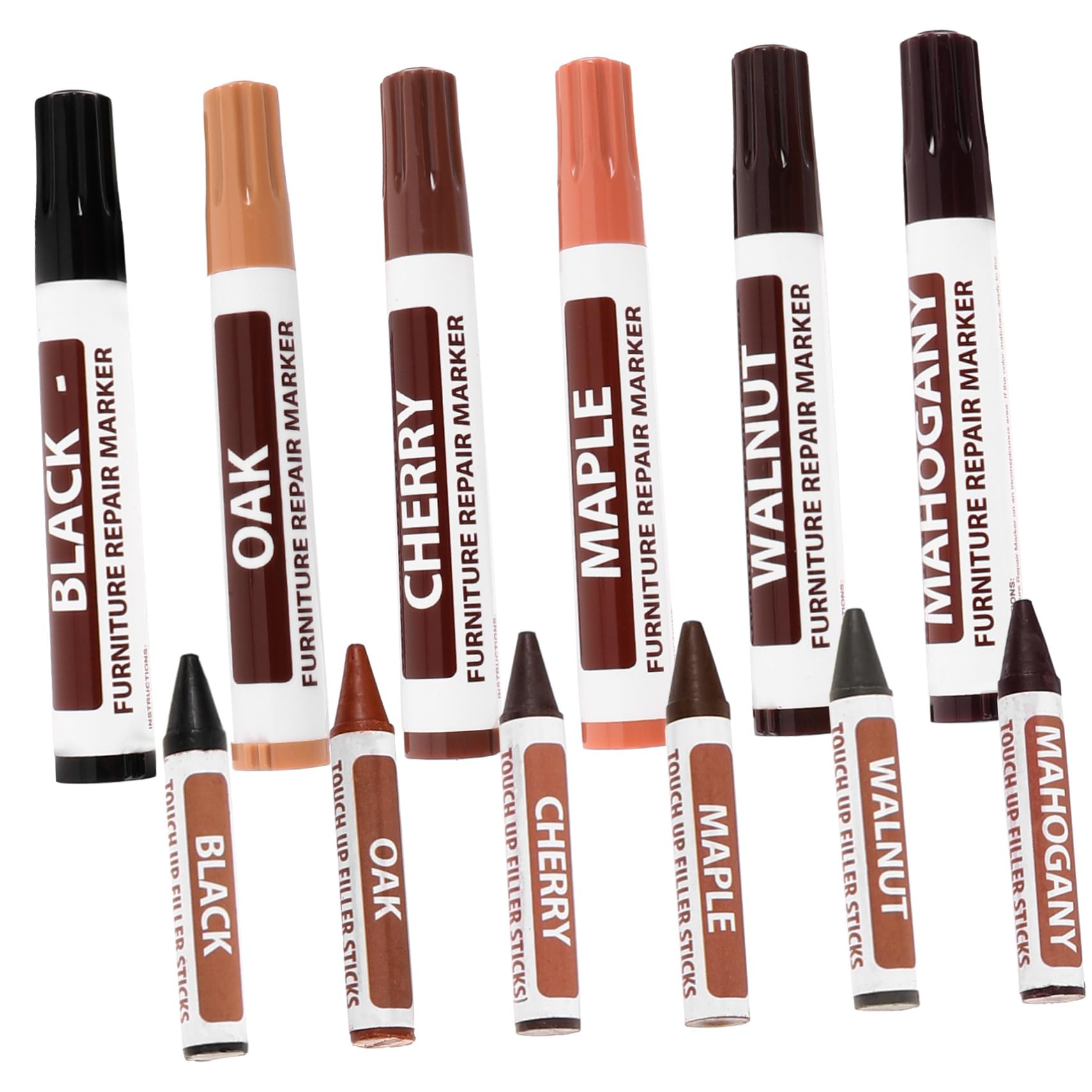 Mikinona 1Set Furniture Repair Pen Kit Touch Up Markers for Wood Scratch Repair Fast Drying Ergonomic Design Easy to Use for Floors and Furniture Restoration