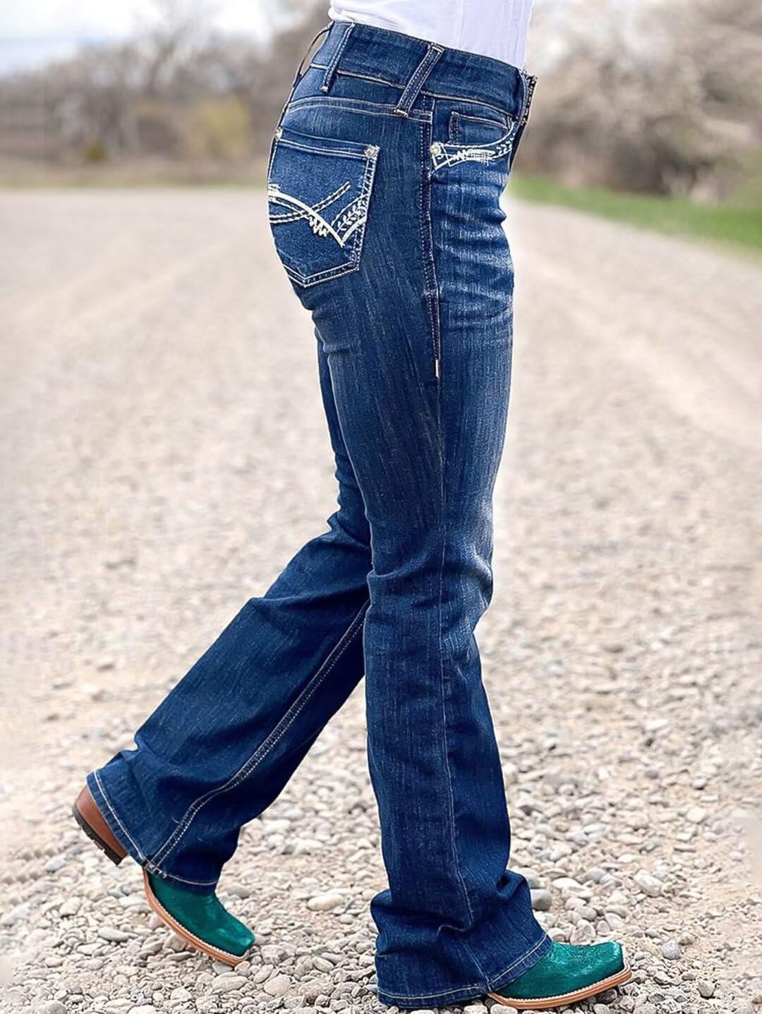 Flamingals Butt Lifting Bootcut Jeans Stretchy Casual Fall Winter Trendy Flare Leg Jeans for Women