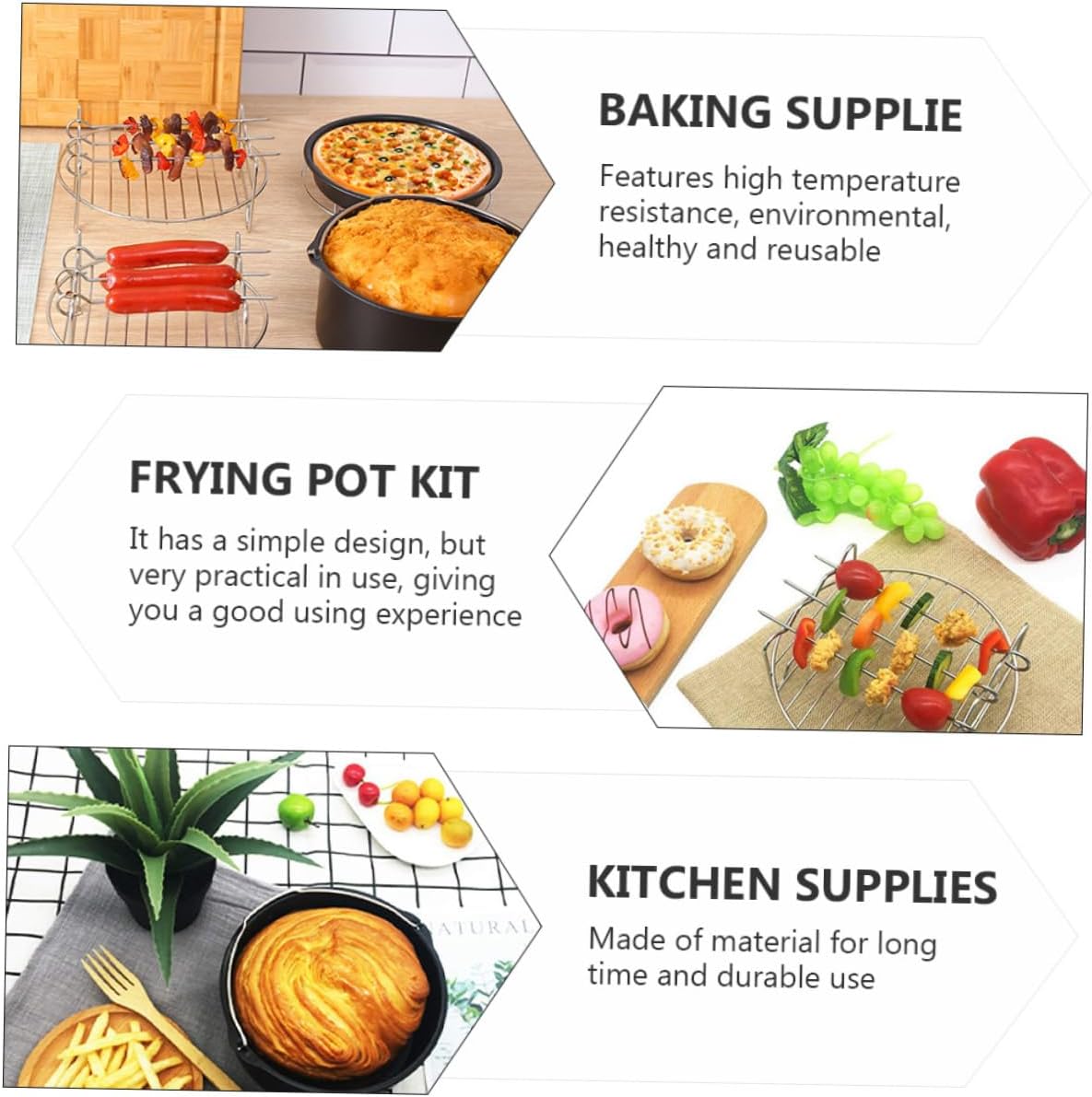 Cabilock 5pcs Air Fryer Accessories Includes Baking Cake Pot Pizza Pan and Grill Tools for and Cleaning and Cold for Home Use
