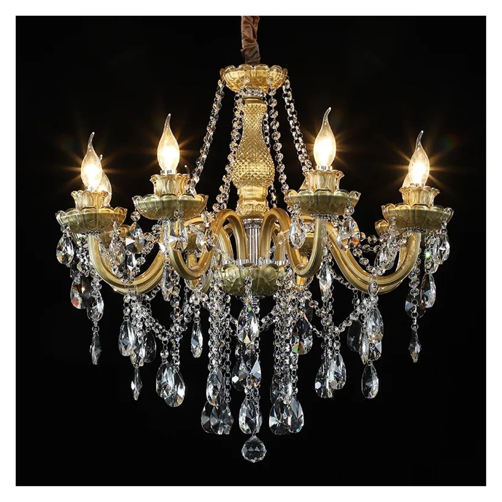 Lustre salon en bronze avec cristal, suspension LED pour illuminer vos soirées de vie