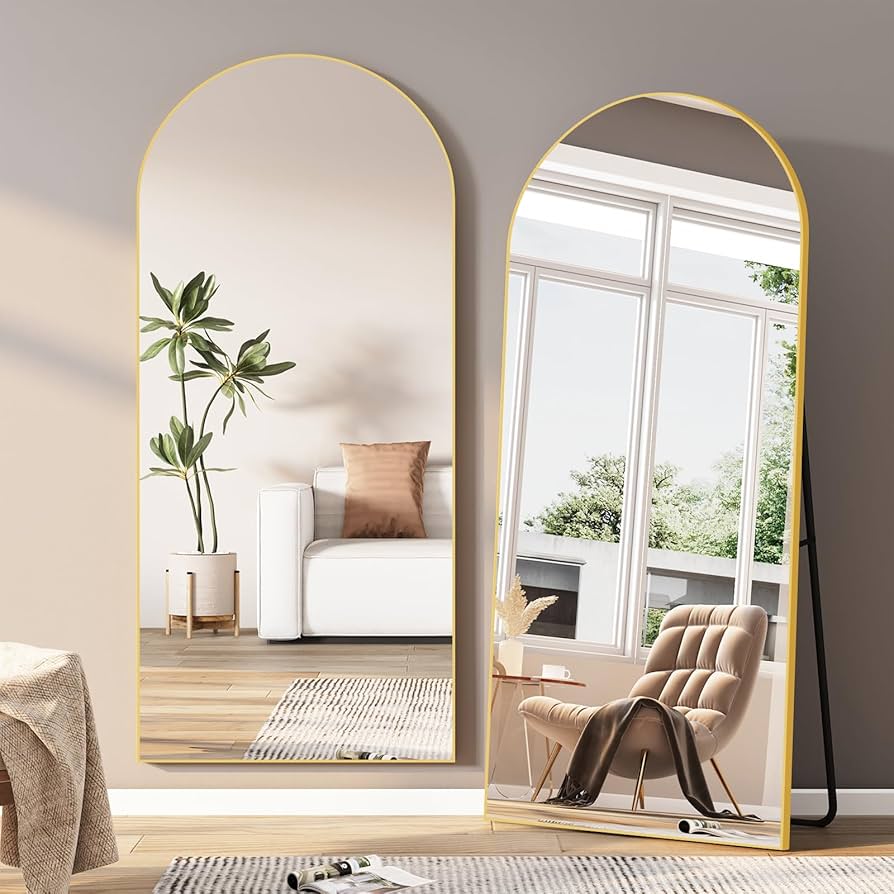 Arched Full Body Mirror, 71"x31" Large Mirror Full Length, Gold Arched Mirror, Hanging or Leaning for Wall, Aluminum Frame Arched Full Length Mirror, Standing Mirror for Bedroom Cloakroom