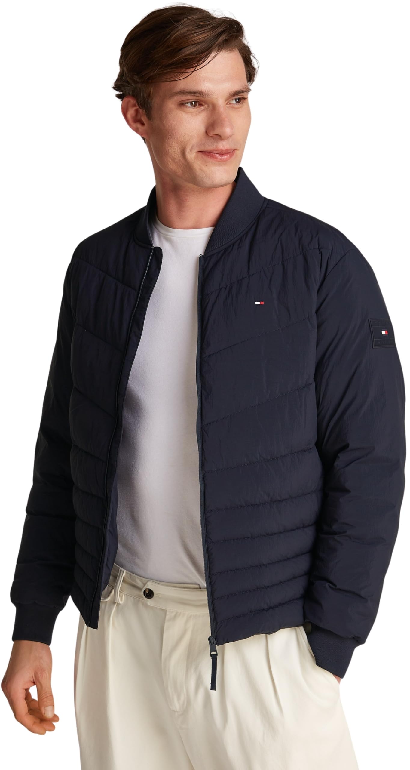 Tommy Hilfiger Men’s Mix Quilt Padded Bomber Jacket, Blue (Desert Sky), 3XL