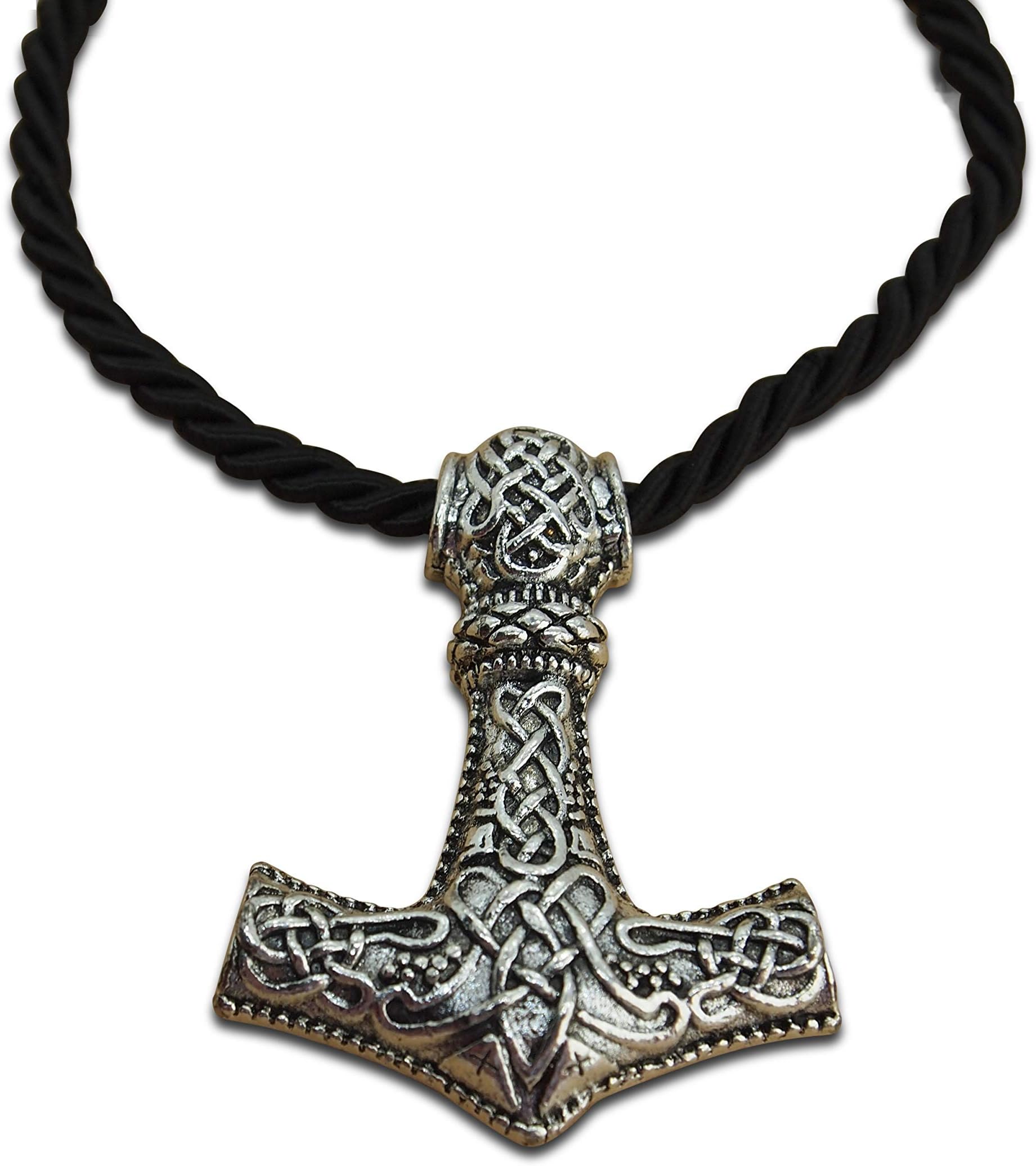 Thor's Hammer Mjolnir Necklace Norse Mythology Pendant Viking Power Odin Charm Cord Chain