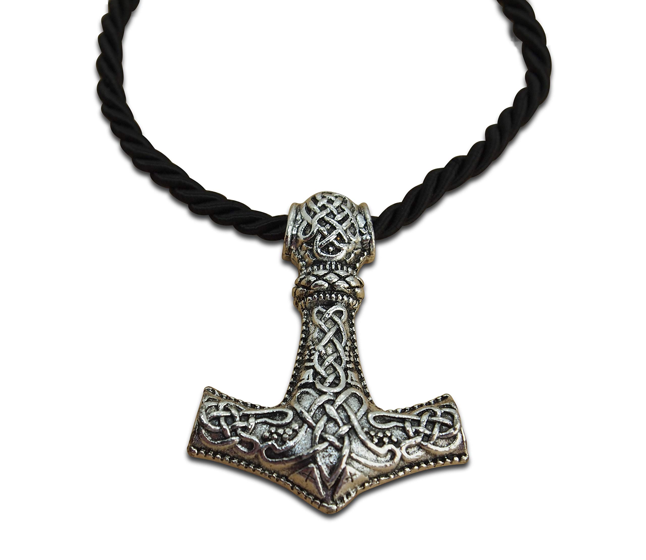 Seraphis Thor's Hammer Mjolnir Necklace Norse Mythology Pendant Viking Power Odin Charm Cord Chain