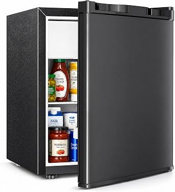Antarctic Star Compact Refrigerator Mini Fridge with Single Reversible Door,Wire Shelf,Defrost Button, for Bedroom/Office/Dorm,1.3 Cu. Ft,Blcak