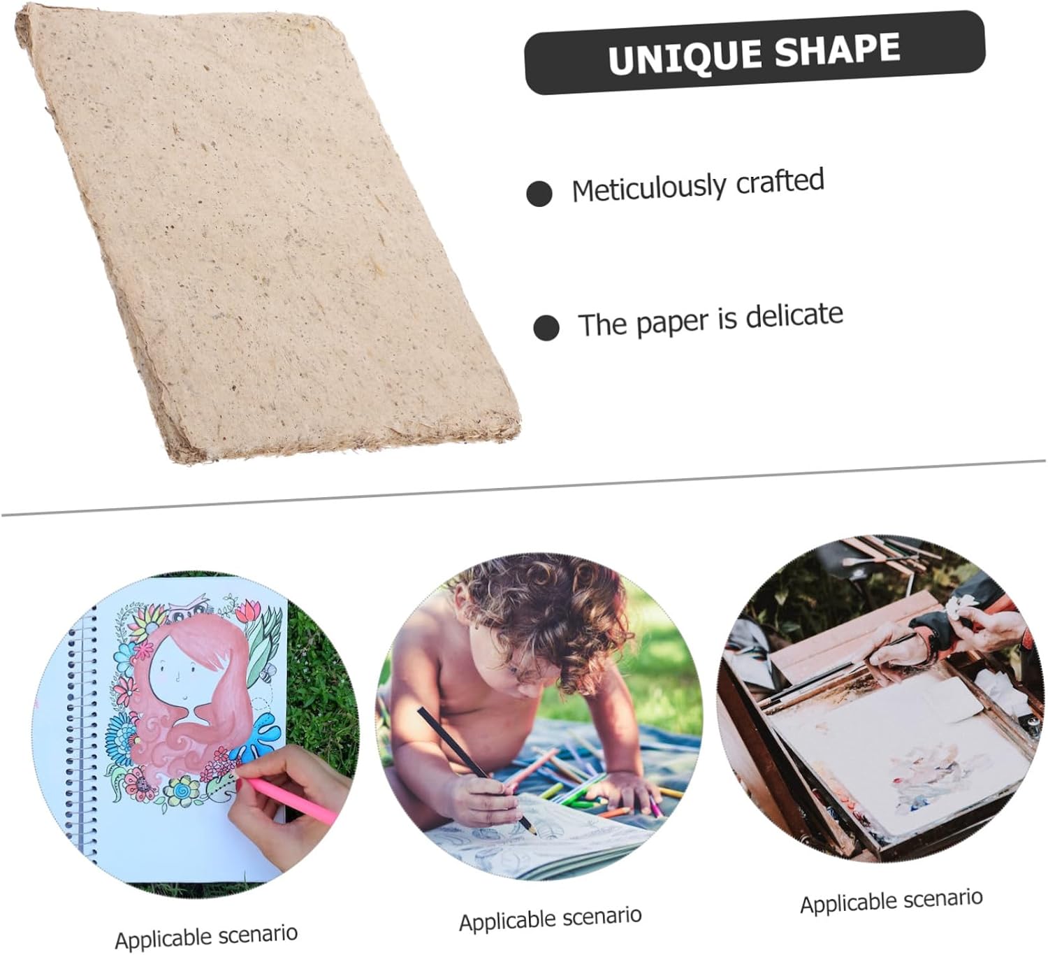 CORHAD 50sheets Drawing Papers Kraft Paper Deckle Edges Art Craft Painting Bulk Ink Absorbent