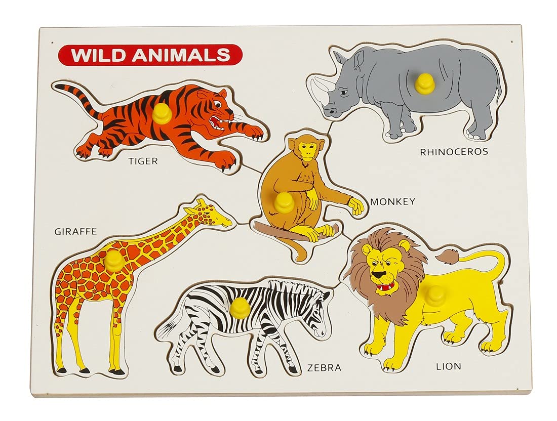 Dreamzberry Wooden Puzzles for Kids, Colorful Wild Animal Kids Puzzle with Wooden Knob | Home Educational Learning Kindergarten Classic Toy Puzzles Ages 3+ Years Old Preschool Or Toddlers | Pack of 1 (B08SWS2CJW) Amazon Price History, Amazon Price Tracker