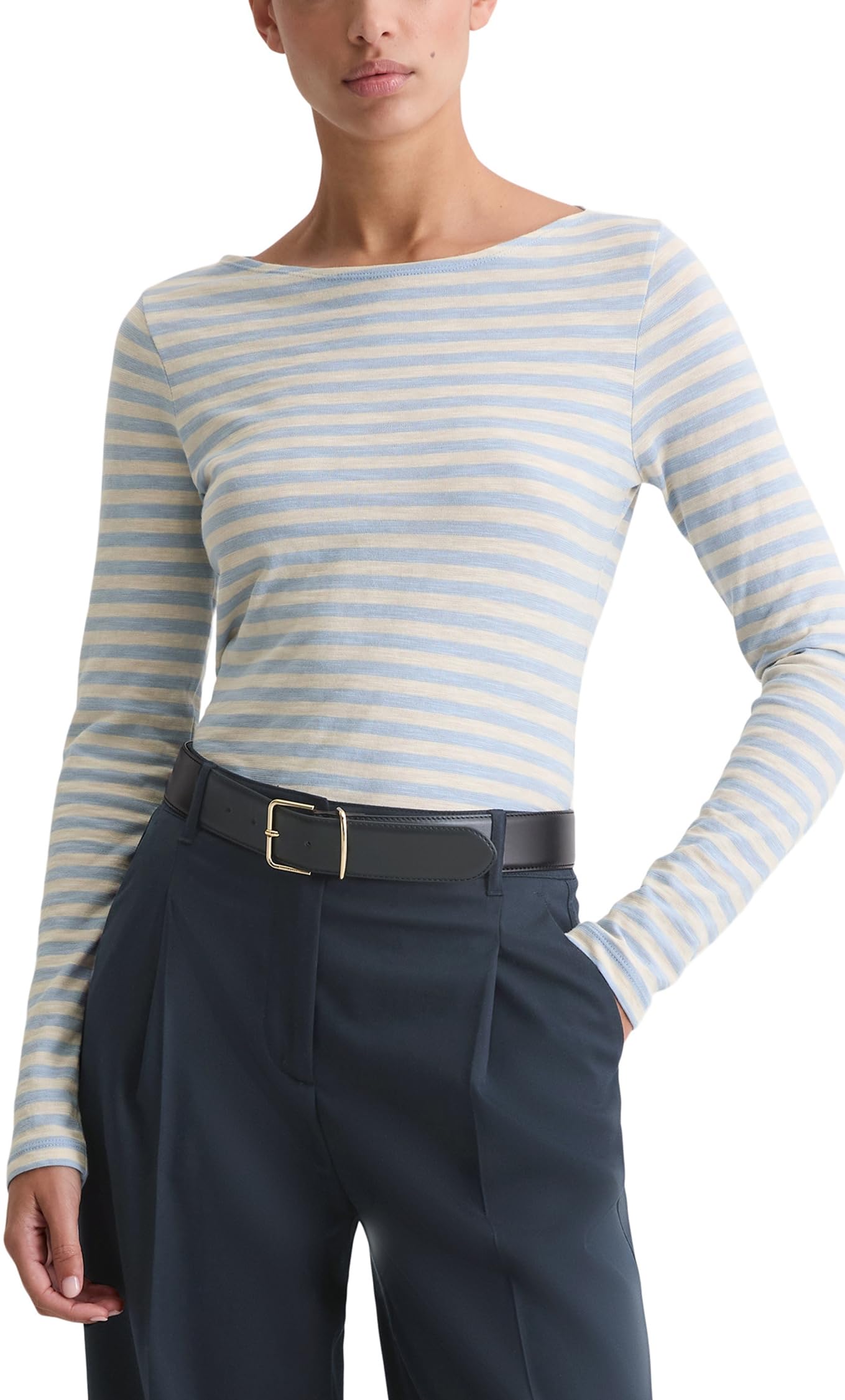 Marc OߴPolo Damen Langarmshirt mit U-Boot-Ausschnitt gestreift