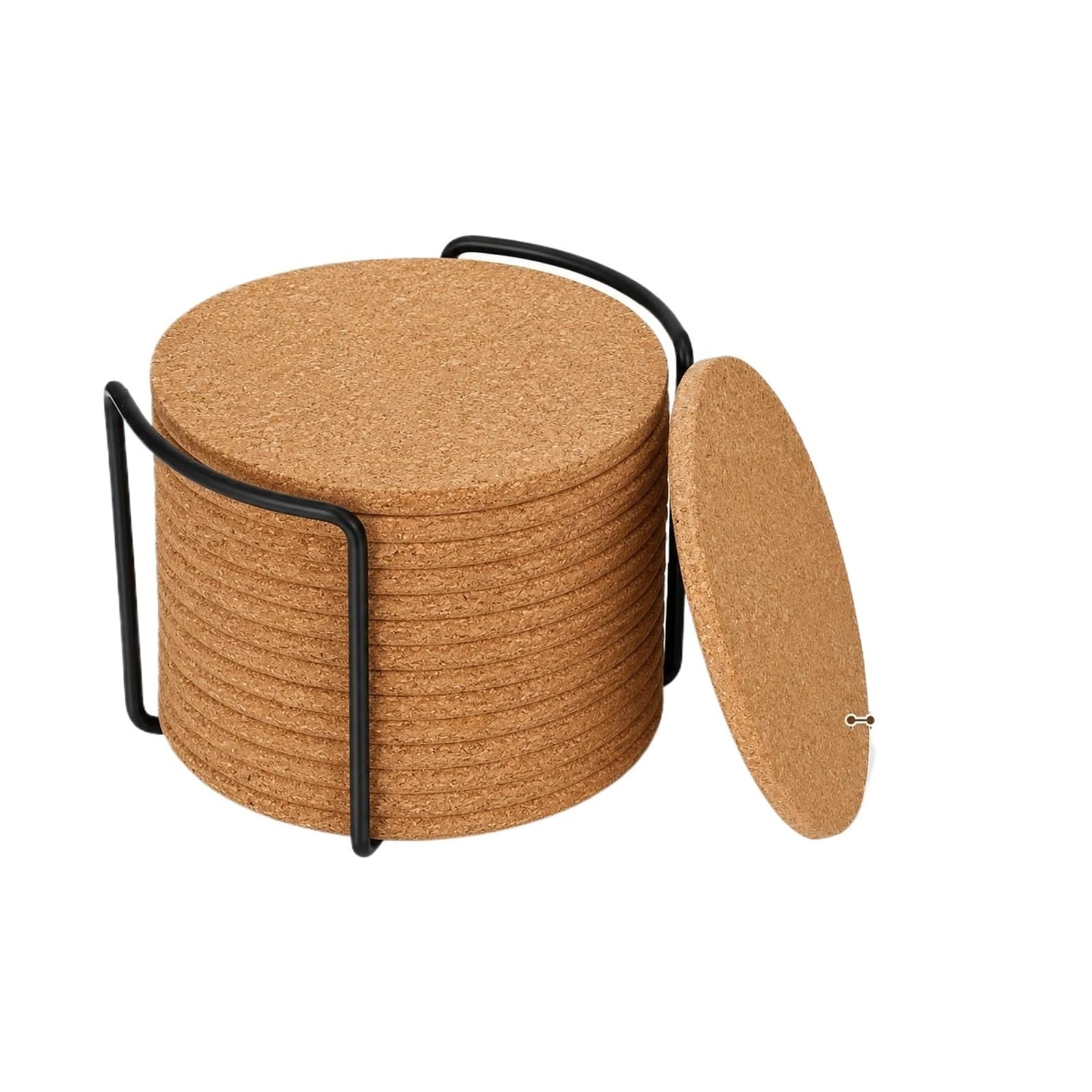 16 Pack Cork Coaster With Holder For Daily Use