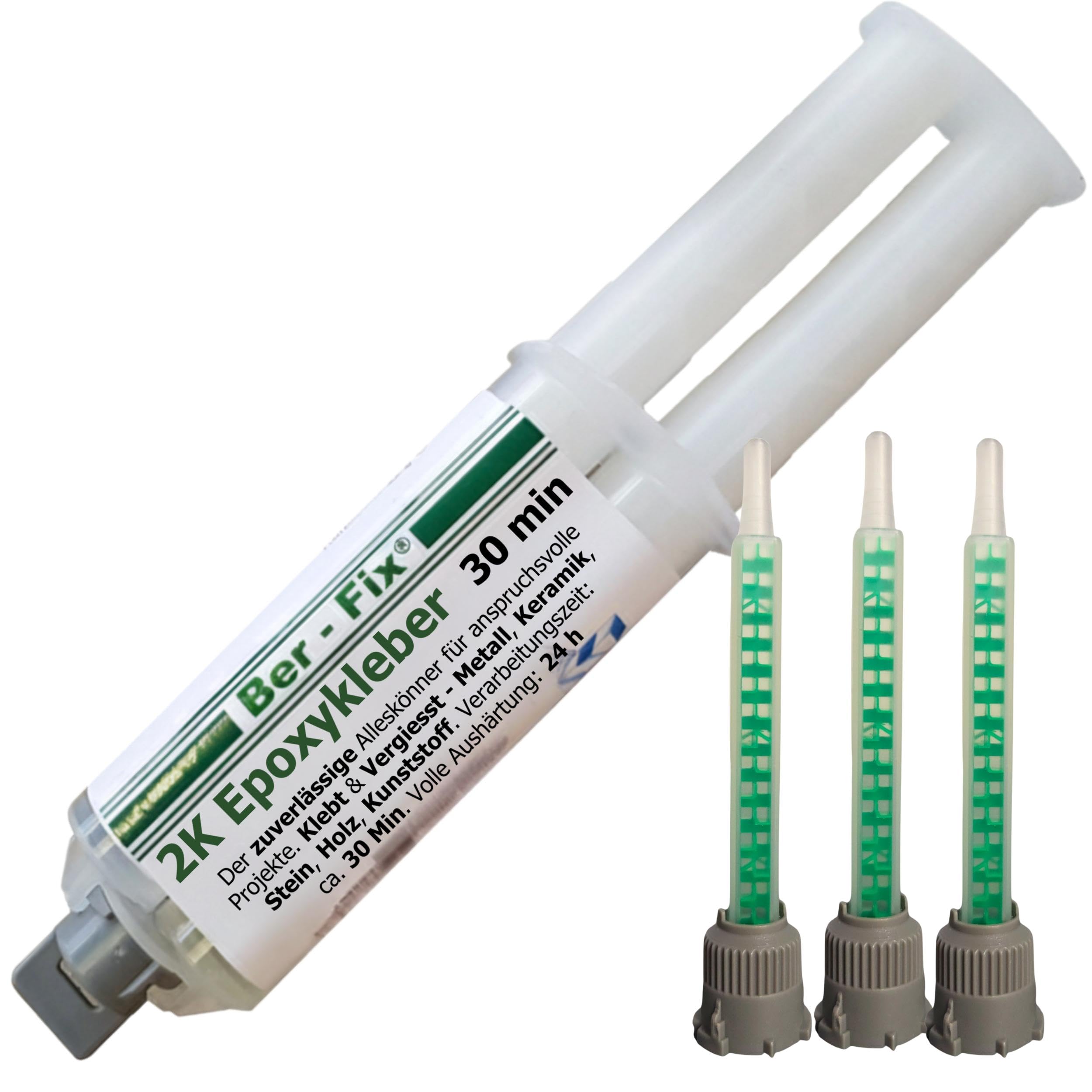 Paket] WEICON Epoxidkleber 2K - Kleber 24 ml, schnellhärtend, transparent mit Mischdüse
