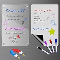 Vista 8 de Pizarra magnética acrílica de borrado en seco para refrigerador, paquete de 2 calendarios magnéticos de acrílico transparente y pizarra blanca