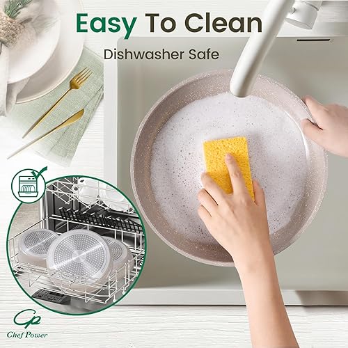 Miniatura 5 de Chef Power Juego de ollas y sartenes antiadherentes de cerámica de 19 piezas con mango desmontable, juego de utensilios de cocina apto para