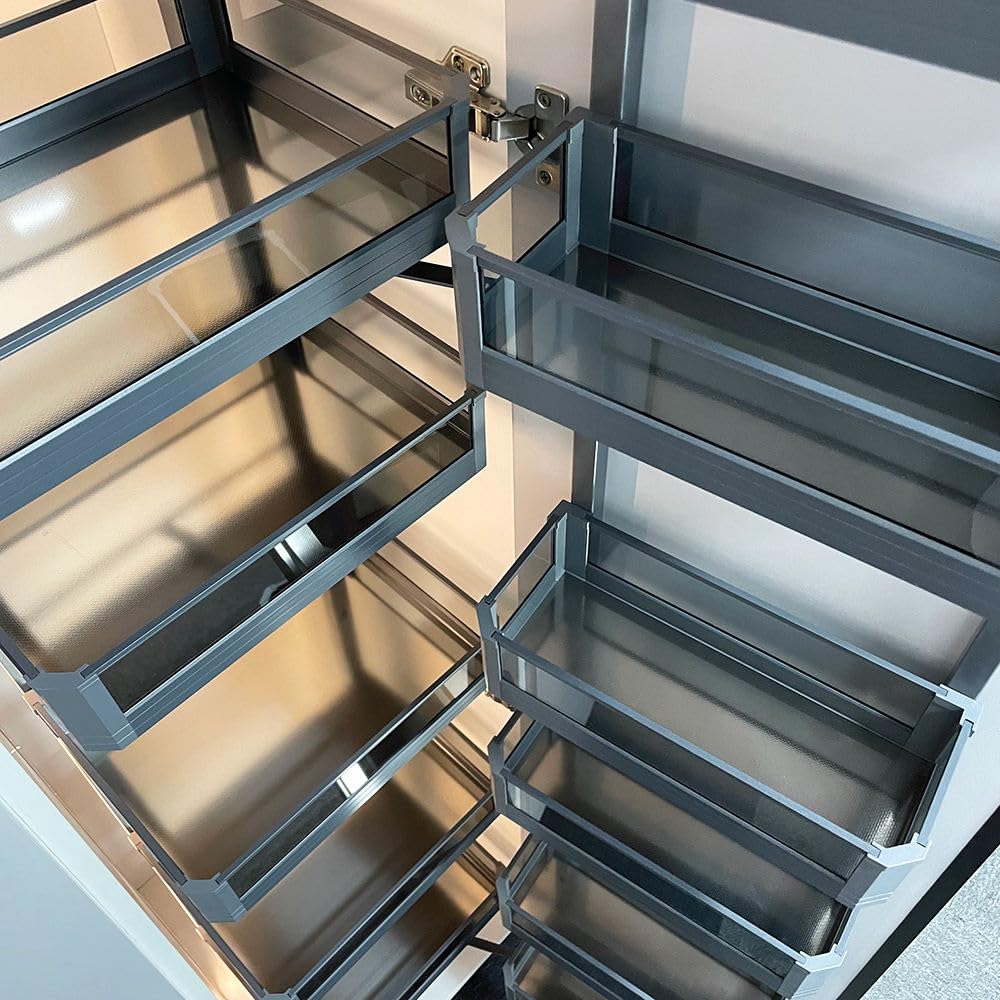 DBR Kitchen Cabinet Storage Glass Finished Soft Close Pantry Unit (12 Basket 450 MM)-image-23