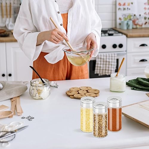 Miniatura 7 de Segarty Tarro de especias con tapas para coctelera, paquete de 6 tarros de especias de vidrio de 4 onzas con agujeros grandes ajustables para granos