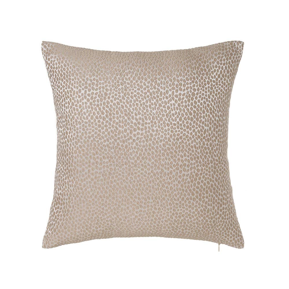 Coussin brodé carré taupe jacquard 45x45 décoration salon chambre