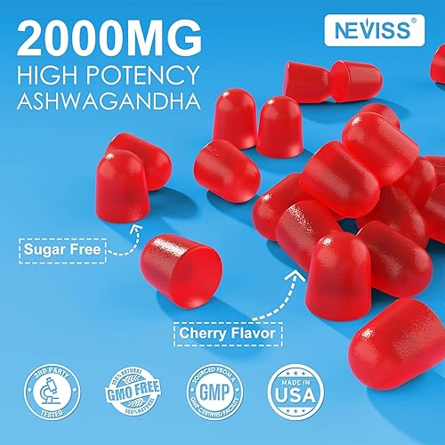 Miniatura 8 de Gomitas Ashwagandha, gomitas de glicinato de magnesio de 200 mg para adultos, vitamina B6, zinc, Rhodiola Rosea, bálsamo de limón, apoyo de