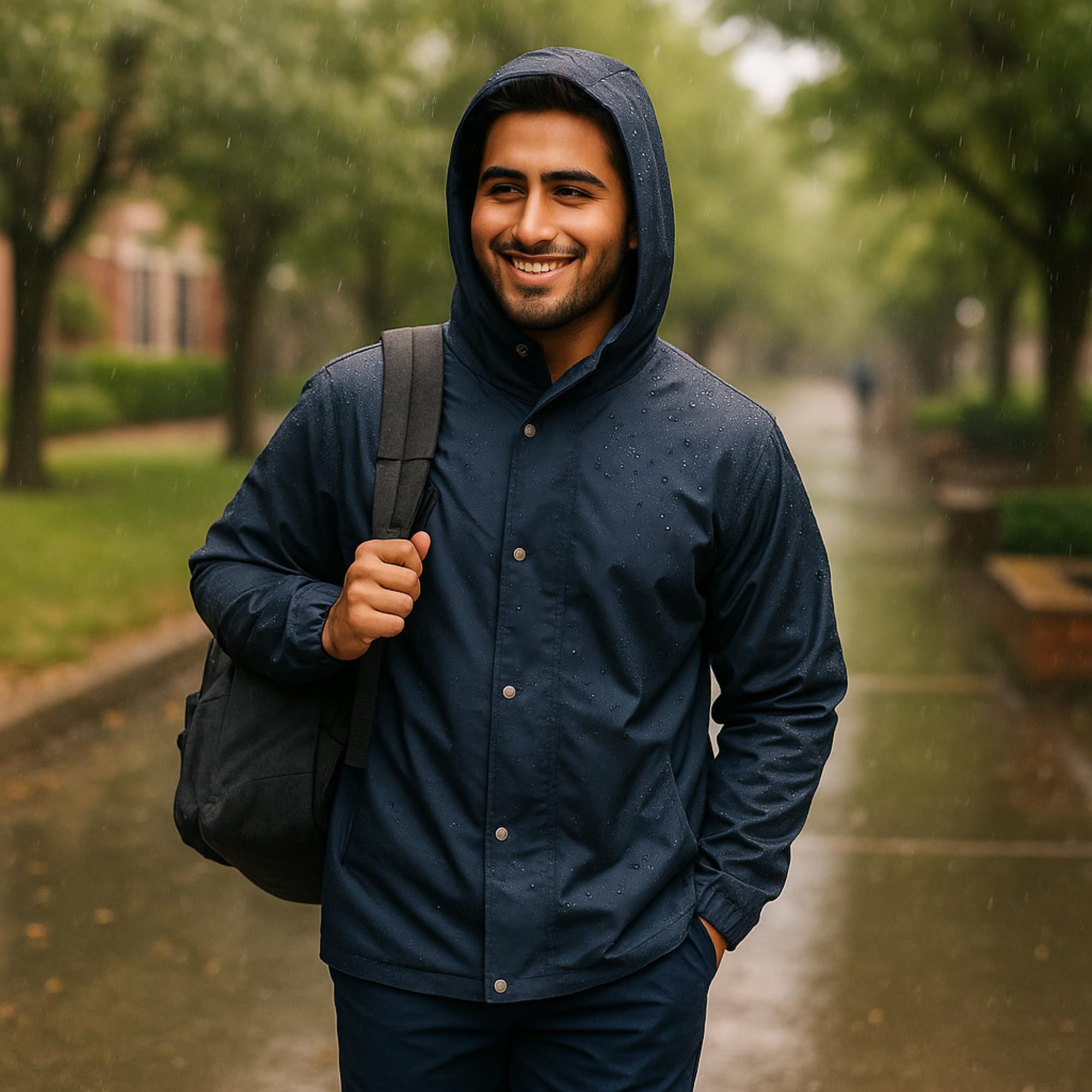 Unox Rain Coat for Men waterproof, BLUE-XL Size Waterproof Raincoat Black with Pant Set suitable for Men, Women, Boys & Girls Adjustable Top and Bottom Rain Coat - Image 2 thumbnail