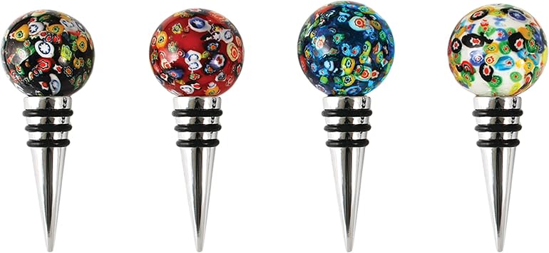 Blush Assorted Glass Globe Bottle Stoppers, Multicolor