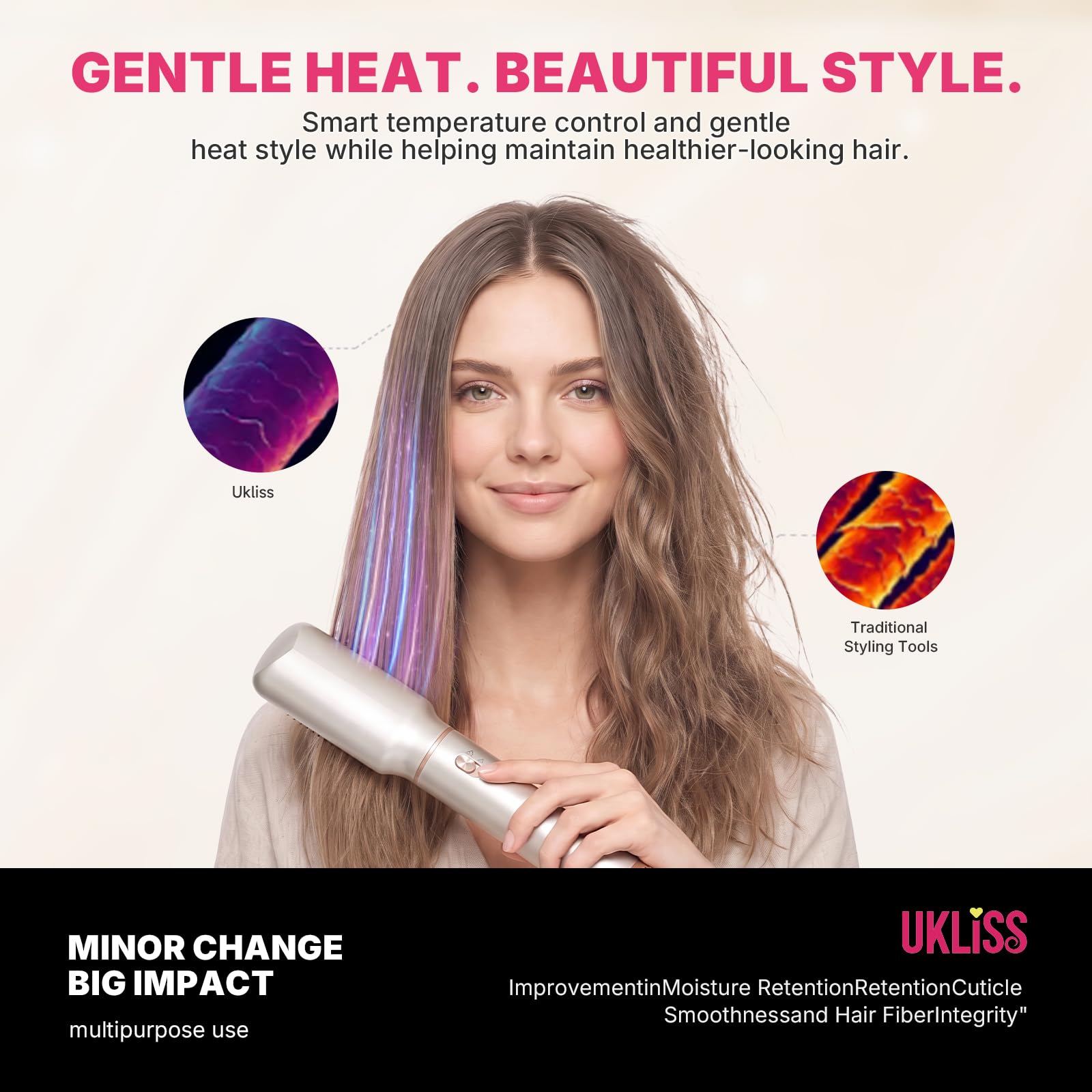 UKLISS Styler do włosów 5 w 1 – Airstyler Pro Hair Styler Set | 1000 W okrągła szczotka do suszarki do włosów do włosów do suszenia i stylizacji włosów z lokówką powietrzną, szczotką do suszarki