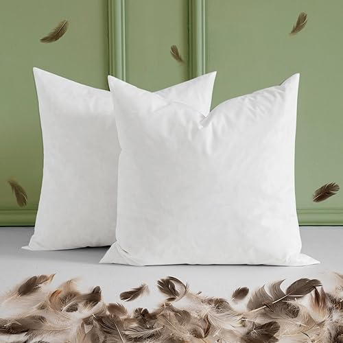 Miniatura 8 de MIULEE Relleno de almohada de 16 x 16 pulgadas, paquete de 2 rellenos de almohada de plumón, almohadas decorativas esponjosas de tela de algodón