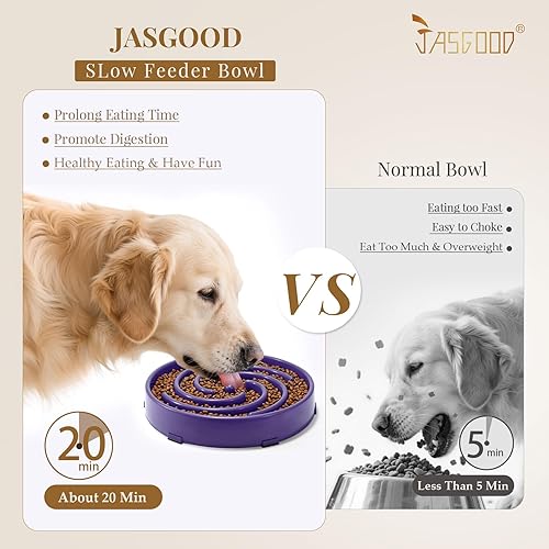 Miniatura 9 de JASGOOD Cuenco de alimentación lenta para perros medianos, antigolpe, cuencos de alimentación lenta para mascotas, para evitar la hinchazón, para