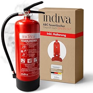 Pulverfeuerlöscher Brandklassen ABC - Feuerlöscher 6kg - Dauerdrucklöscher 43A 233 B C - Löscher für Auto, Büro, Werkstatt, Lager & Industrie - Pulverlöscher 12 Löscheinheiten