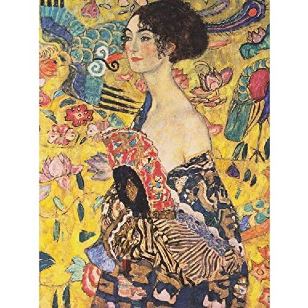 Artery8 Klimt Lady With Fan Painting Art Print Canvas Premium Wall Decor Poster Mural
