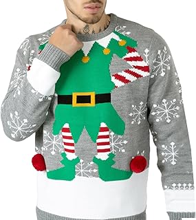 NOROZE Mens Womens Unisex Premium Novelty Knitted Long Sleeves Crew Neck Christmas Sweaters Elf Jumpers UK Sizes S-XXL