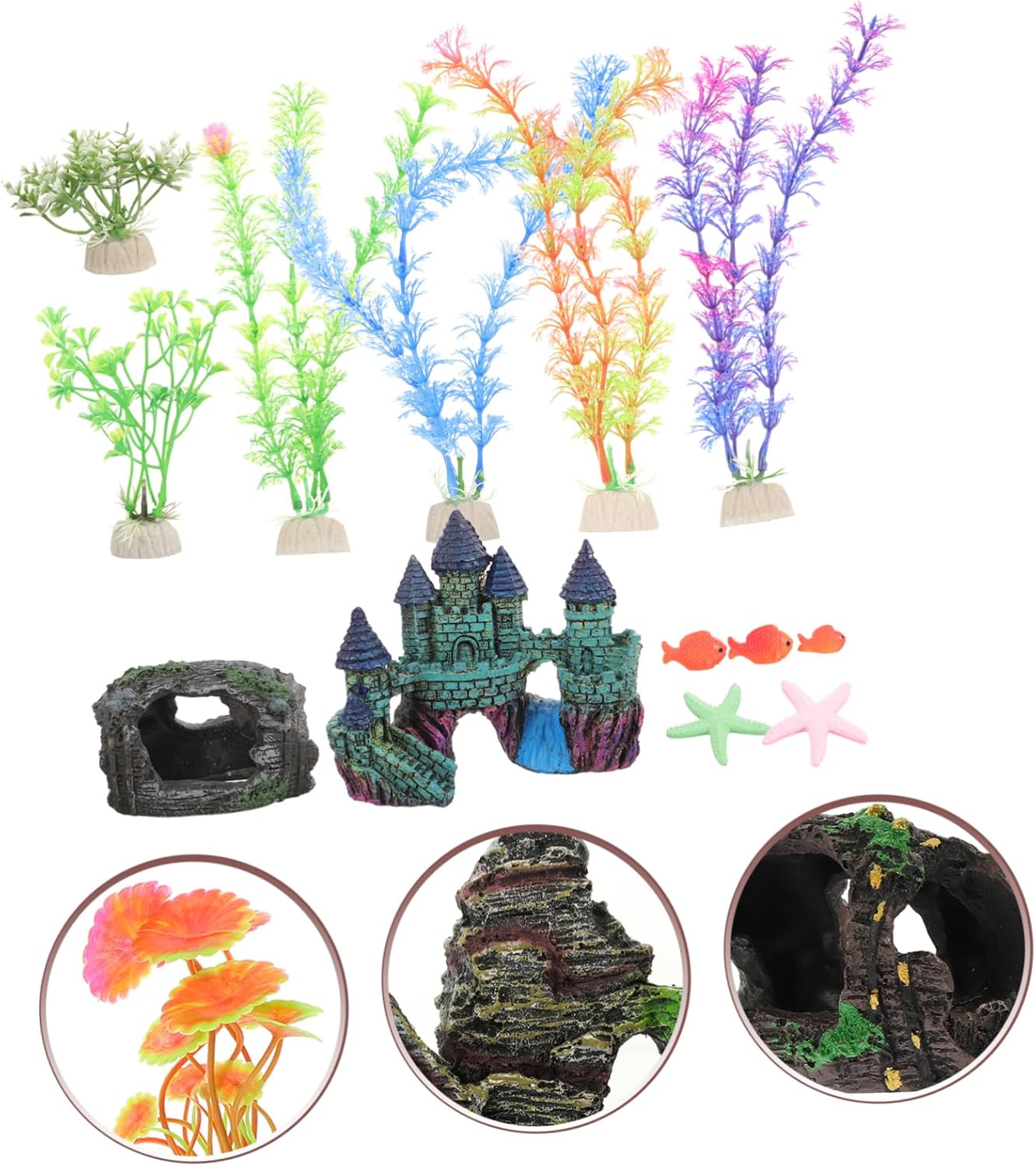 Yardwe 27pcs Realistic Aquarium Plants Decoration for Fish Tanks Lifelike Fish Tank Ornament Hiding Spots for Creating Natural Habitat for Betta and Other