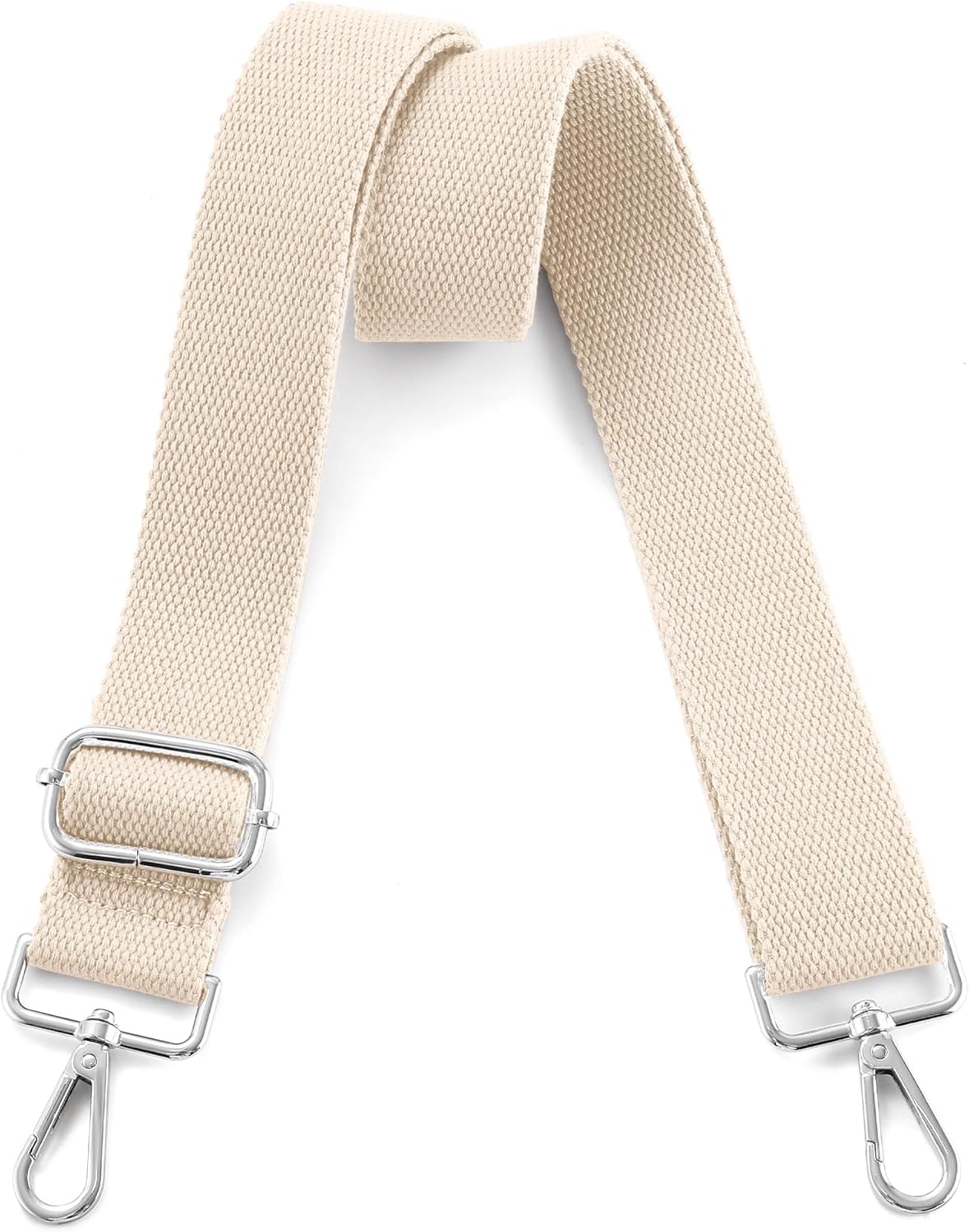 Wide Purse Strap Replacement Crossbody Shoulder Bag, Universal Adjustable Straps for Bags, Silver Buckle - Beige